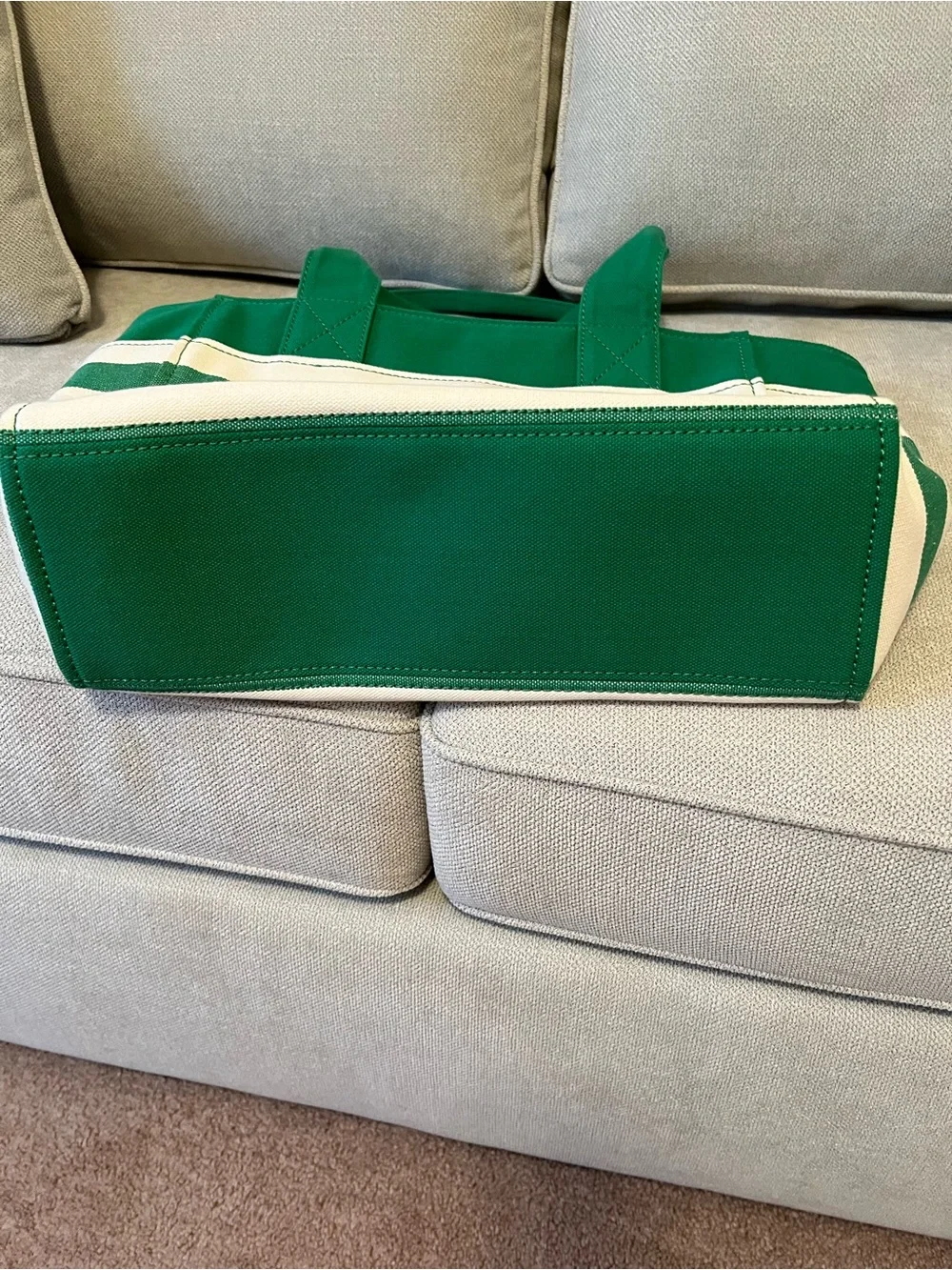 kate spade Green & Cream Striped Large Canvas Tote